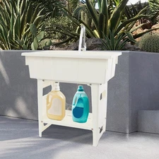 Utility Sink Laundry Tub Freestanding Laundry Sink With Washboard And Faucet