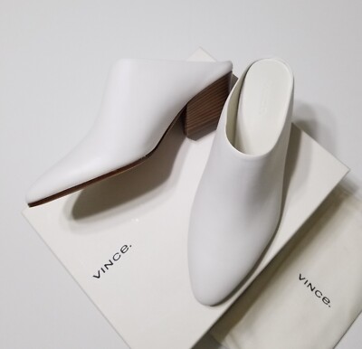 NIB Vince Vigo Leather Mules in Optic White Size 6.5, 8, 8.5, 9, 9.5 $325
