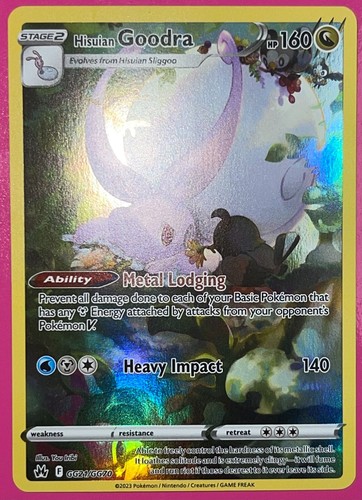 Juego de cartas coleccionables Pokémon Hisuian Goodra Crown Zenith Galarian Gallery GG21/GG70 Holo 2023 casi nuevo - Imagen 2 de 5