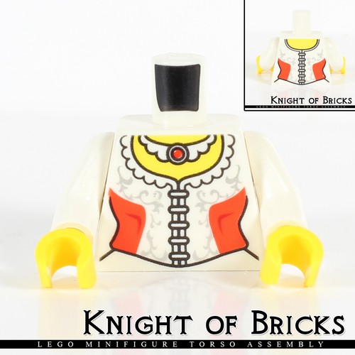 LEGO Minifigure Torso 359 WHITE Female Kingdoms Corset RED Side Ruby Necklace - 第 1/4 張圖片
