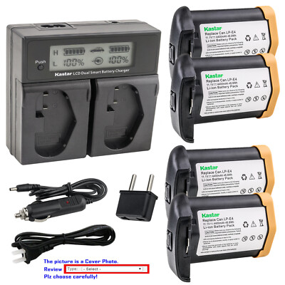 Kastar Battery LCD Dual Fast Charger for Canon LP-E4 LP-E4N Canon EOS 1Ds Mark 4