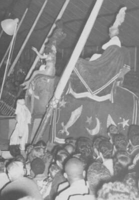 Circus Performers on Stage with Enthralled Audience Mid 20th Century Elephant