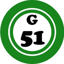 G 51 G51 Bingo Ball - 3 Inch Circle Sticker 3" x 3" - Hobby Number Board Lucky