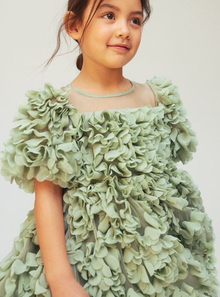 HM KIDS GIRL CONSCIOUS EXCLUSIVE FABRIC FLOWER COVERED DRESS US 10 | UK  9-10 | eBay
