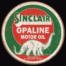 Sinclair Opaline Motor Oil 80 Million Years Dinosaur Aluminum Sign Made In USA