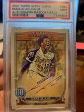Ronald Acuna Jr 2020 Topps Gypsy Queen Auto/25 With Bazooka Back PSA 9…  pop 2