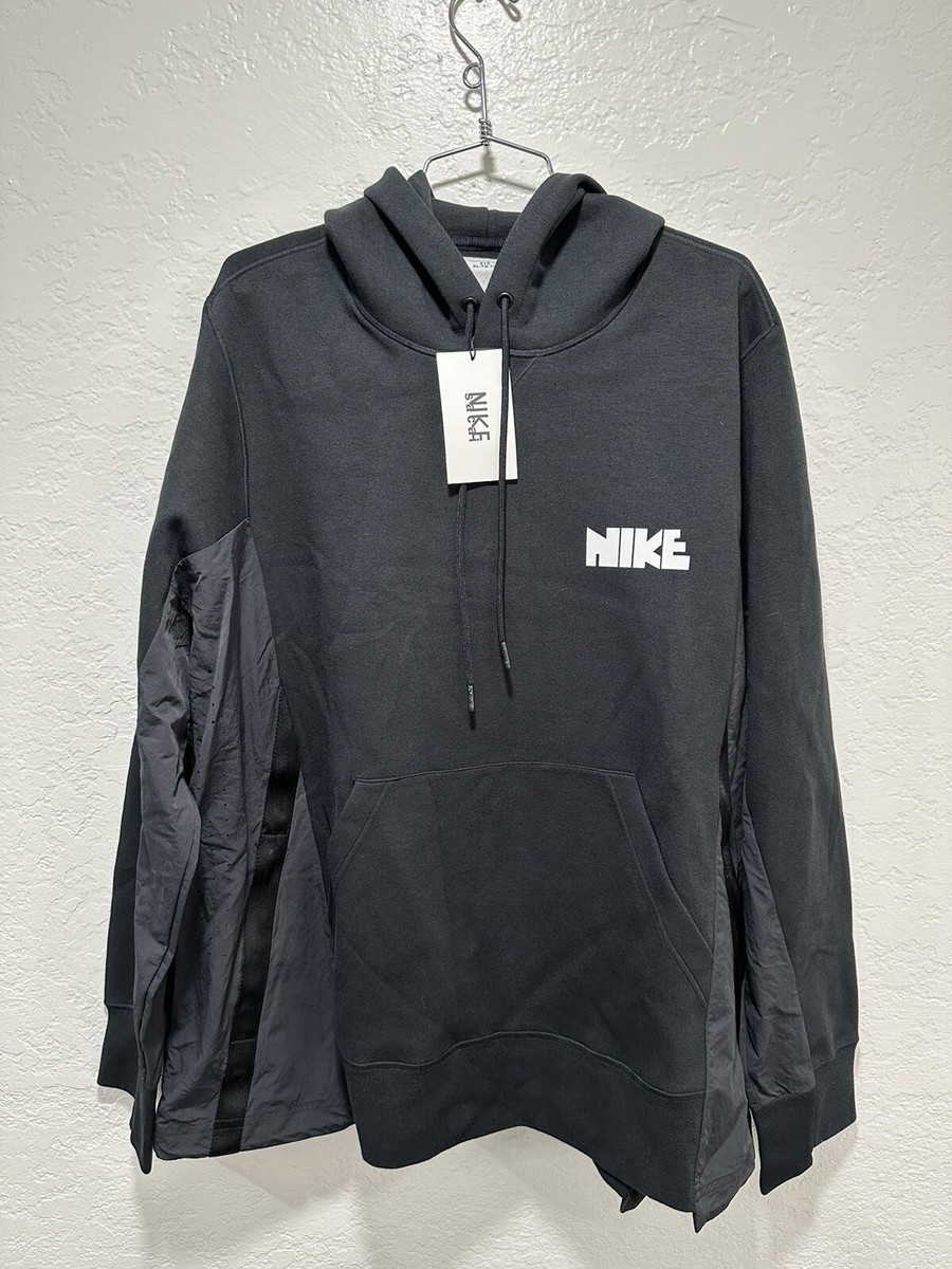 Nike X Sacai Pullover Hoodie Fleece CV5727-010 Black Unisex Size