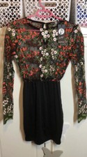 black embroidery floral lace dresss