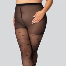 MONA queen of hearts elastic silky translucent matte tights with hearts 30 Den