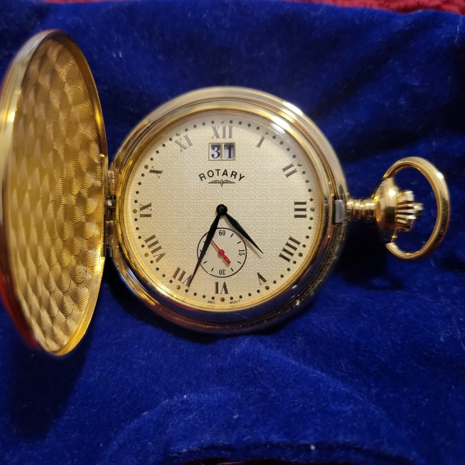 New Rare ROTARY Pocket Watch with Chain  with Day of Month Never Worn or Carried - Image 3 of 4