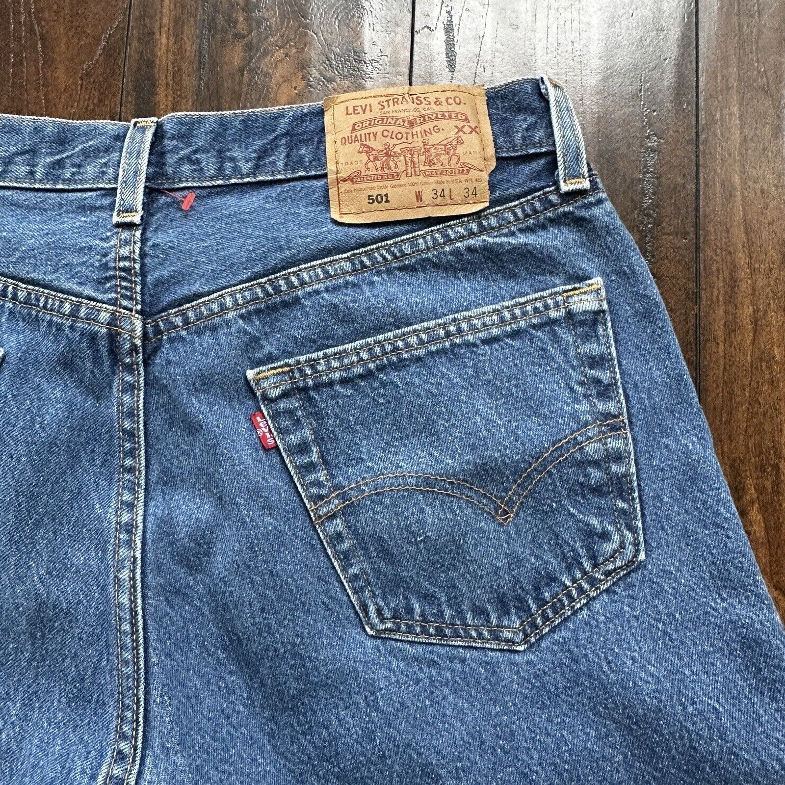 Vintage 90s Levis 501 34x34 USA Blue Denim Jeans … - image 15