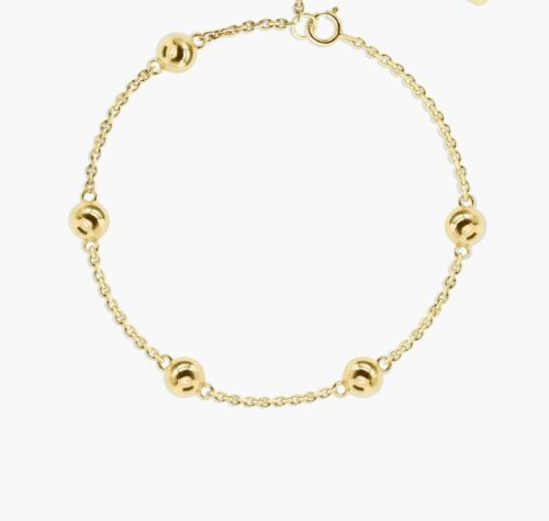 Beaded Stations Bracelet 14k Solid Gold Anniversary Gift For Women Gold Gift. - Picture 4 of 12