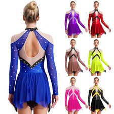 Women Dresses Performance Dancewear Lyrical Leotard Figure Skating Exercise