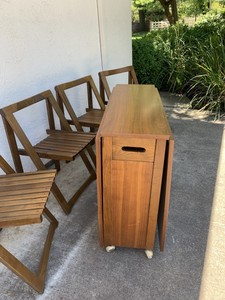 drop leaf table with folding chairs
