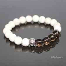 Herren Damen Howlithe Shamballa Gummiarmband mit Smoky Perlen Armschmuck
