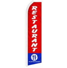 "RESTAURANT" advertising super flag swooper banner business sign food cafe diner