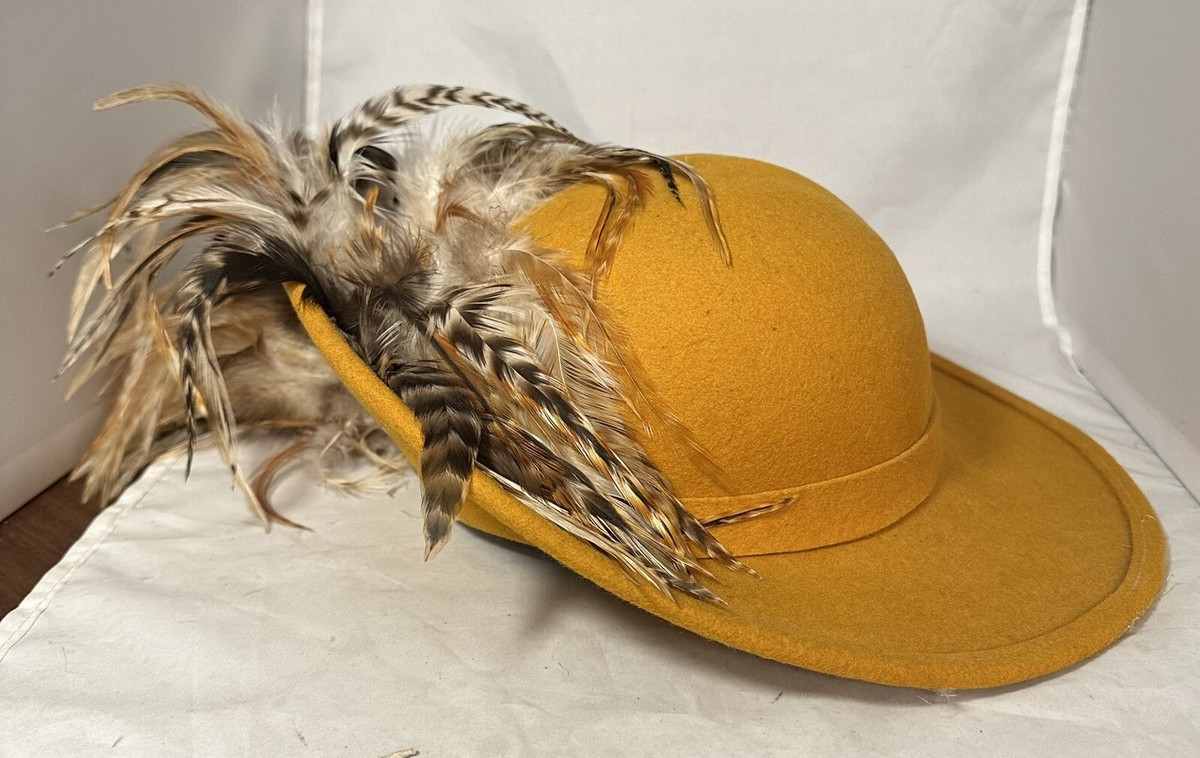 Vintage Bollman Mustard Yellow Felt Hat Stiff Black Ribbon Ladies Wool Church Hats - Etsy main image 4