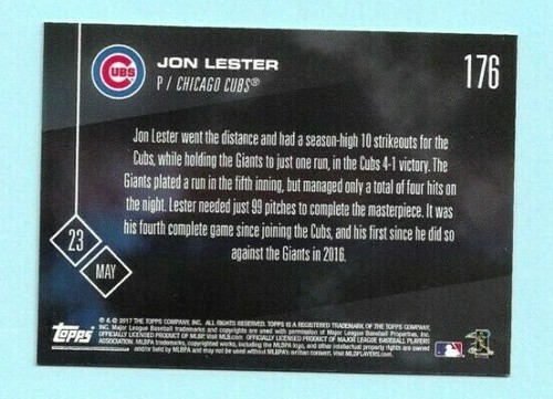 2017 Topps NOW 176 Jon Lester 10-Strikeout Game ONLY 378 Printed RARE SP - Picture 2 of 2