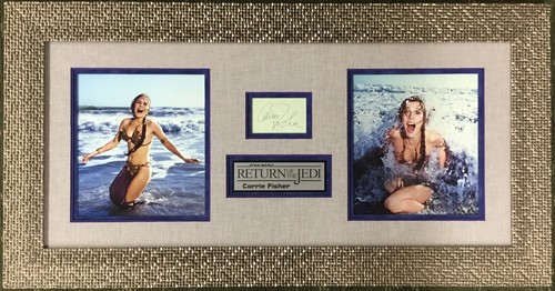 Carrie Fisher Star Wars ROTJ Firmado Personalizado Enmarcado Pantalla de Fotos Beckett - Imagen 2 de 10