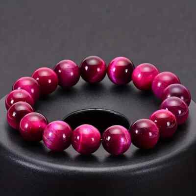 [Glücksarmband] Rose Rot Tigerauge Stein Naturstein Perlen Armband 8 mm