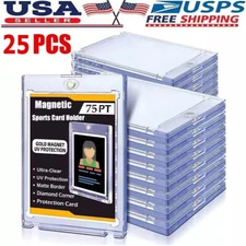 25Pcs Magnetic Trading Sport Card Holders 75PT One-Touch UV Protection Card Case