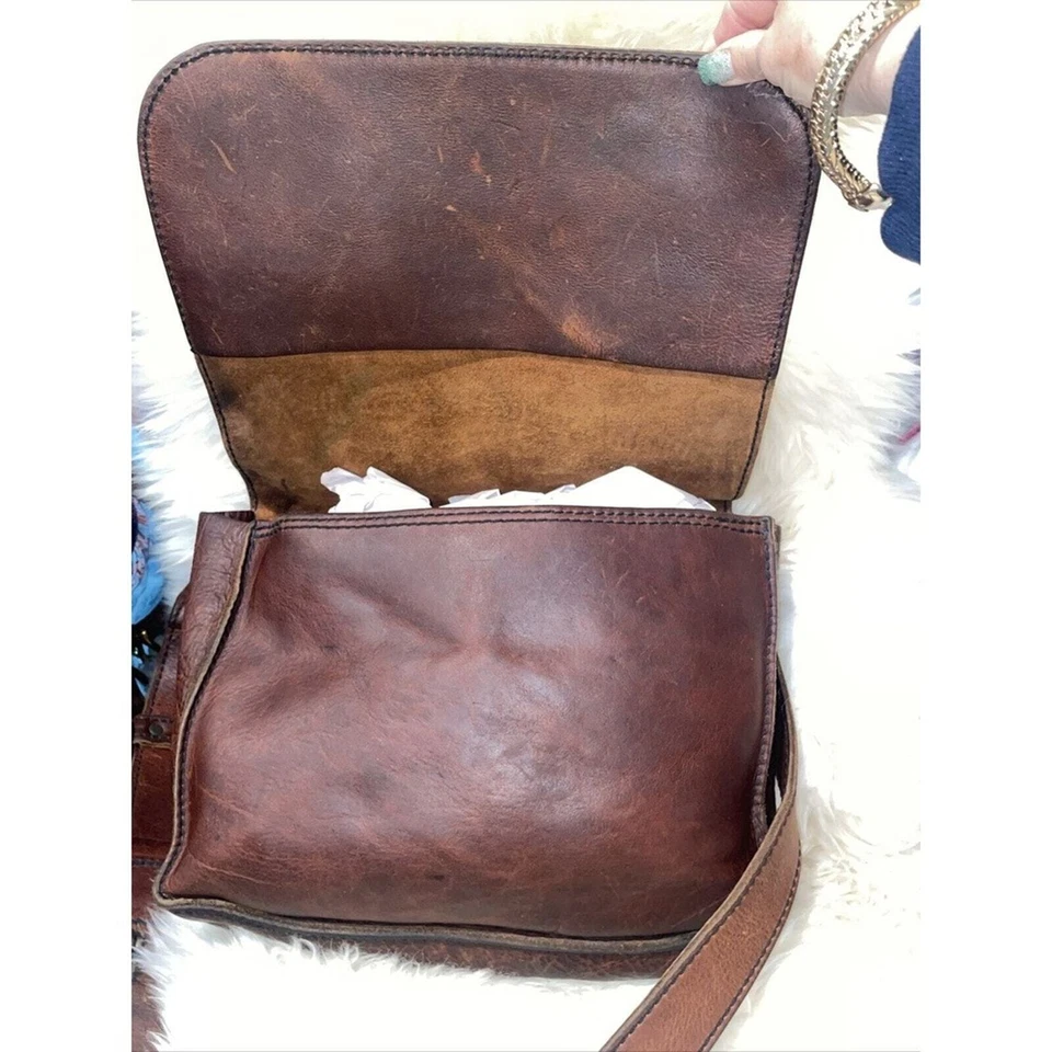 Bolso Mensajero/Cartera/Bolso Bandolera Renacimiento‎ Arte Cuero Marrón Foto 2 de 4