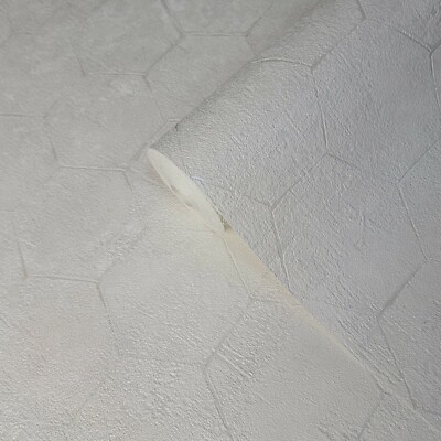 Modern Lamborghini Hexagon line textured gray off white faux concrete Wallpaper