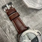 For OFFICINE PANERAI Luminor Marina 24mm Brown Calf Leather Watch Strap Band