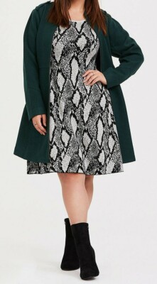Torrid Snakeskin Print Sweater Knit Trapeze Dress Black 4X #65564