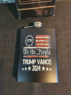 Trump/Vance 2024 (Black with logo) Hip Flask Stainless Steel Flask 8 oz. (1776)
