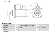 Starter Bosch 0 986 020 250 FüR Audi Seat Skoda VW