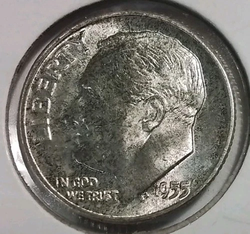 1955-P Roosevelt Dime Coin, High AU
