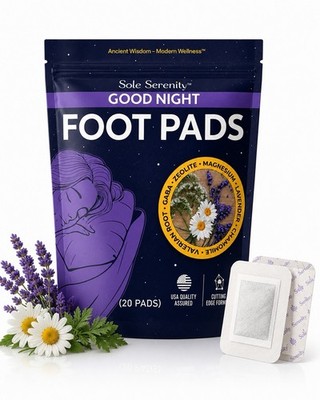 Sole Serenity Foot Detox Pads 20 Pack Sleep Aid Zeolite Magnesium Valerian Root