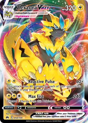Zeraora VMAX 054/159 Holo VMAX Rare Crown Zenith Pokemon Holo NM/M