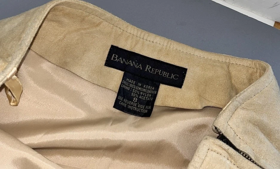 复古 90 年代 Banana Republic 棕褐色麂皮绒 A 字超柔软及膝裙女式 8 码 — 第 4/4 张图片