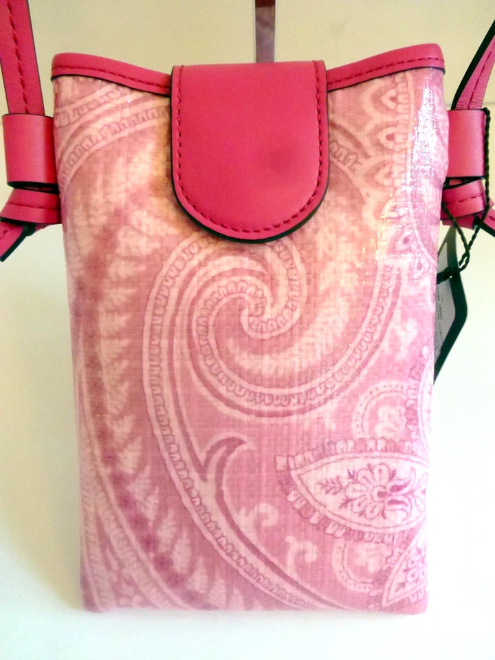 Etro Phone Bag Crossbody Holder Hot Pink Paisley Coated Fabric Small NWT - Image 3 of 4