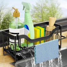 Stainless Steel Kitchen Sink Caddy Sponge Holder Dishcloth Rack for Bathroom