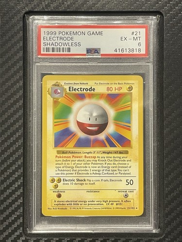 1999 PSA 6 Electrode #21 Shadowless Rare WOTC Pokemon Game Base Set Shadowless - Picture 1 of 2