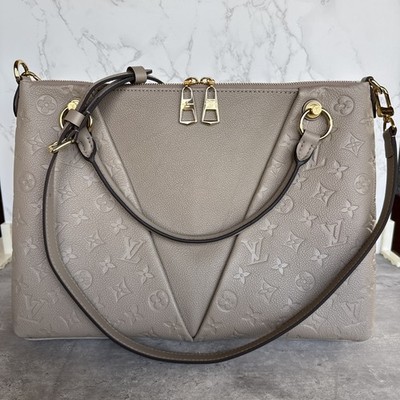 Authentic Louis Vuitton V Tote MM Tourterelle Monogram Empreinte Tote NWT  beige