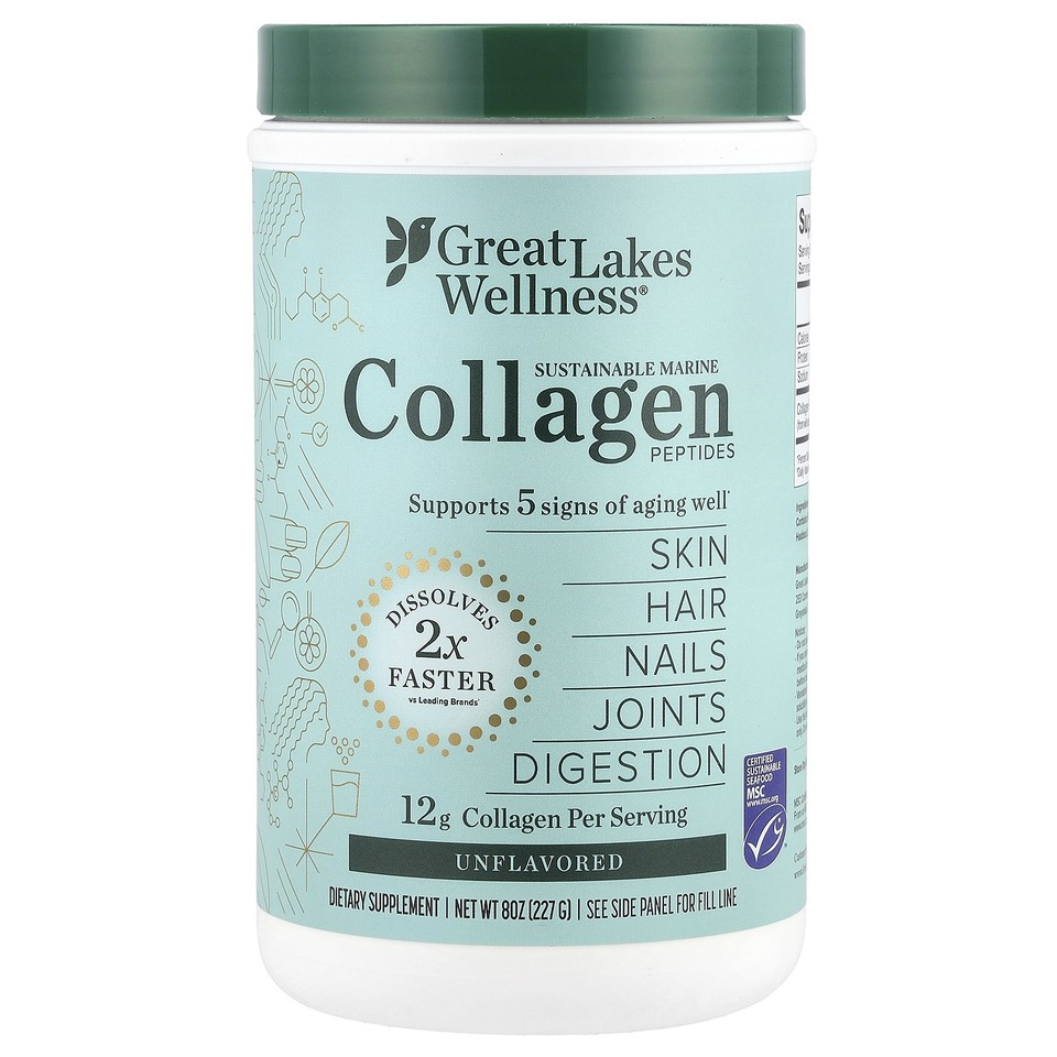 Sustainable Marine Collagen Peptides, Unflavored, 8 oz (227 g)