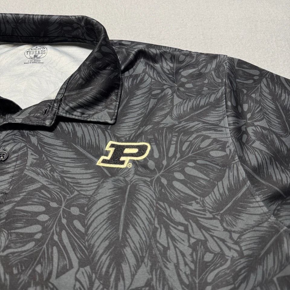 Purdue Boilermakers Men’s Polo Shirt Bundle XL Black Pattern & Gray Dry Fit - Image 3 of 4