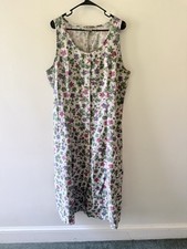 Maxi Vestido Boho Cottage Vintage Woolrich Lino Hojas Florales Lagenlook XL