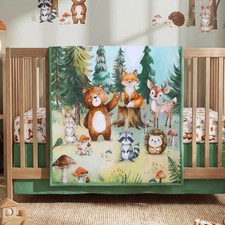 Peryiter Woodland Animal Crib Sheet Set 3 Pcs