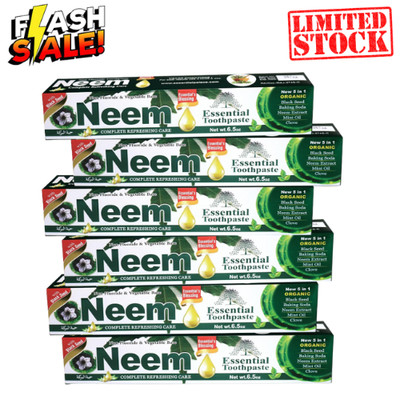6 Tube NEEM Toothpaste 5 in 1 Essential Palace 100% Fluoride Free,Vegetable Base