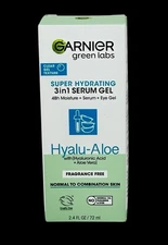 Garnier Serum Gel Hydrating Green Labs Hyalu-Aloe 3 in 1 Fragrance Free 2.4oz
