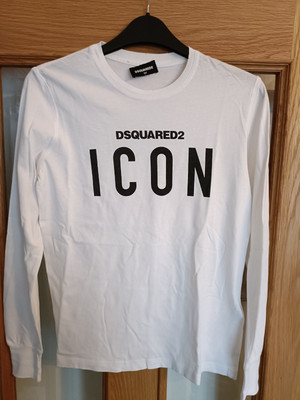Dsquared2 Icon T Shirt Long Sleeves Age 12 White Kids UK