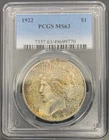 1922 PCGS MS63 Peace Silver Dollar $1 - Light Colorful Toned