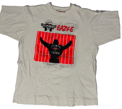 Vintage 80s Eazy E 8 Ball Posse Stright Outta Compton Promo Rap Tee RARE GRAIL