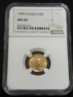 1999 $5 American Gold Eagle 1/10 oz NGC MS69 Gold Coin