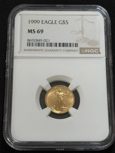 1999 $5 American Gold Eagle 1/10 oz NGC MS69 Gold Coin